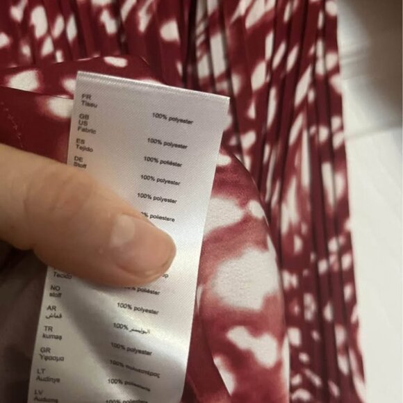 Maje Burgundy and White Mini Dress with Long Sleeves - Picture 4 of 6